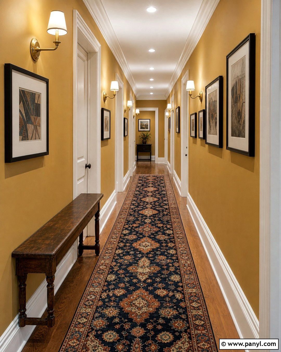 Ochre Walls In A Long Hallway - 35 ochre walls