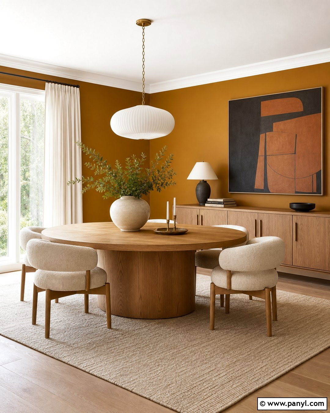 Ochre Walls In A Modern Dining Room - 35 ochre walls