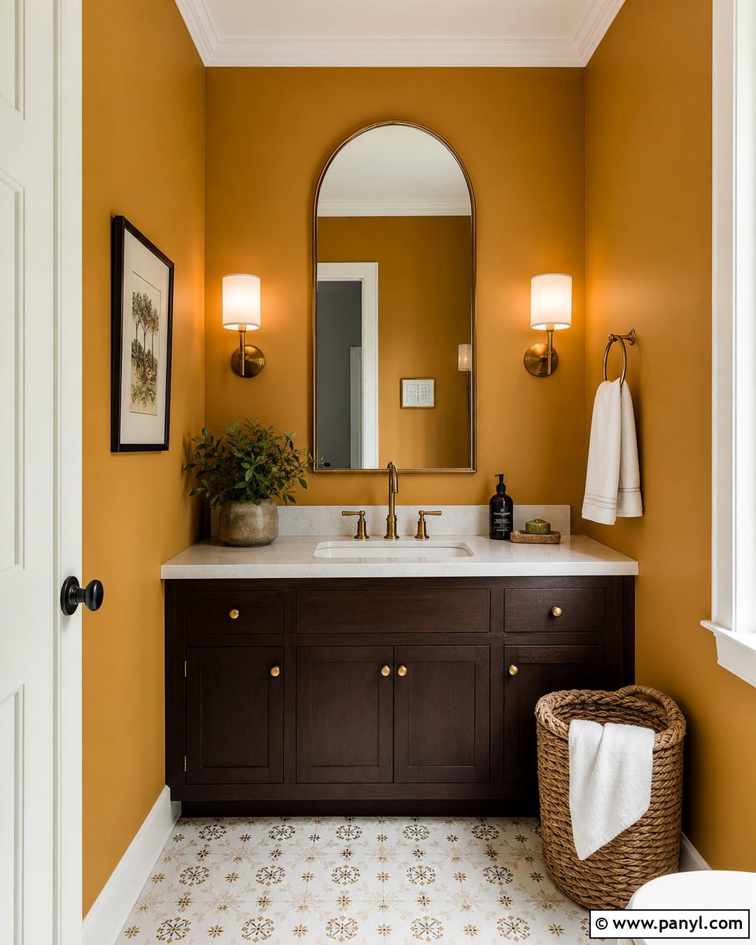 Ochre Walls In A Powder Room - 35 ochre walls