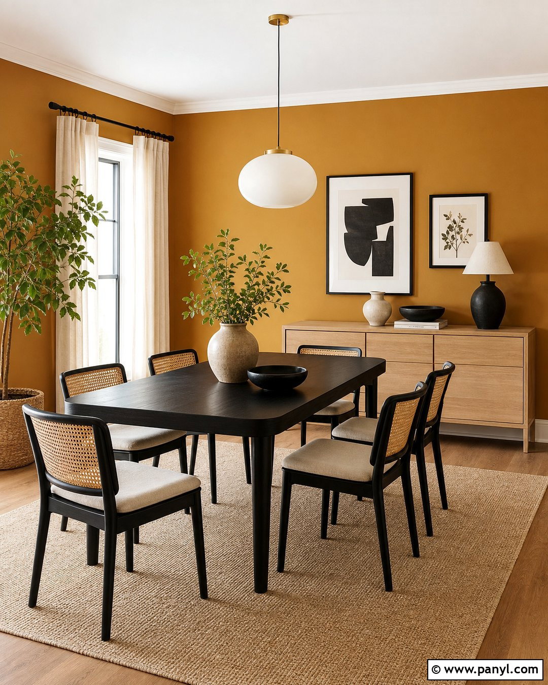 Ochre Walls With A Black Dining Table - 35 ochre walls