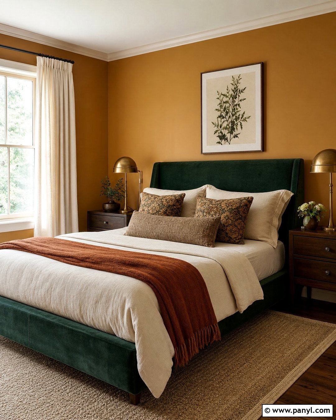 Ochre Walls With A Green Headboard - 35 ochre walls