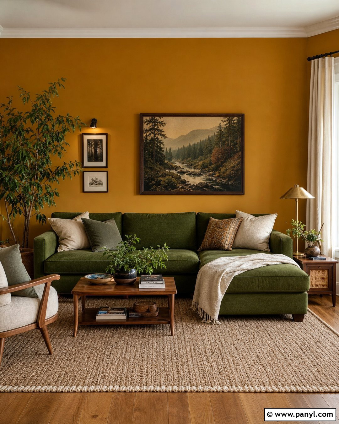 Ochre Walls With Dark Green Sofa - 35 ochre walls