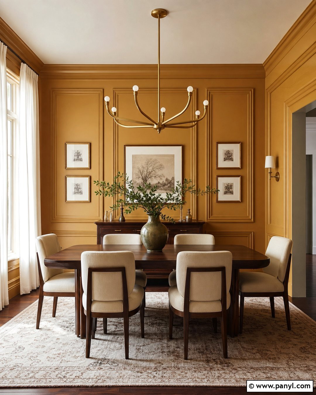 Ochre Walls With Picture Frame Molding - 35 ochre walls