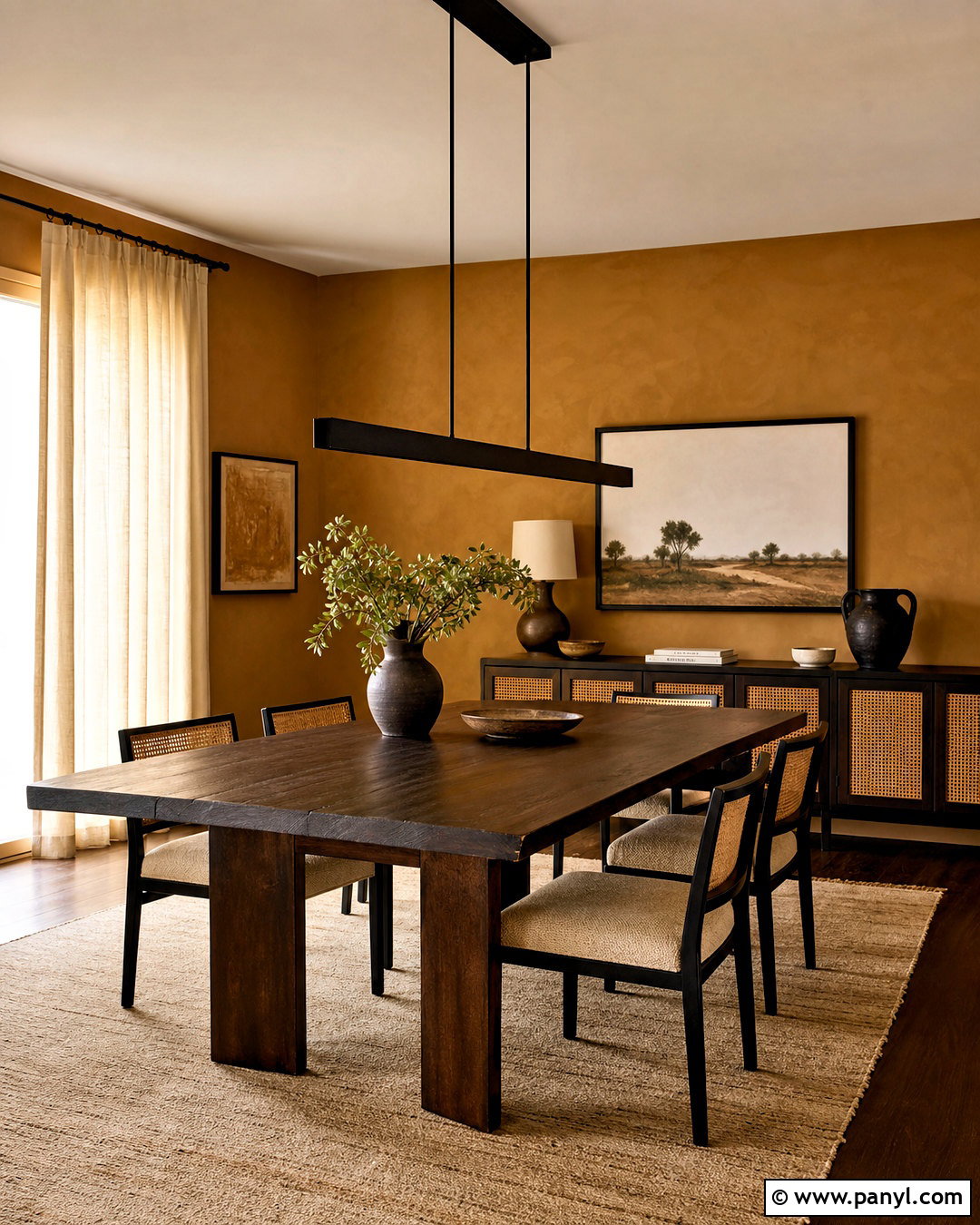 Ochre Washed Dining Room - 20 washed wall paint effect ideas
