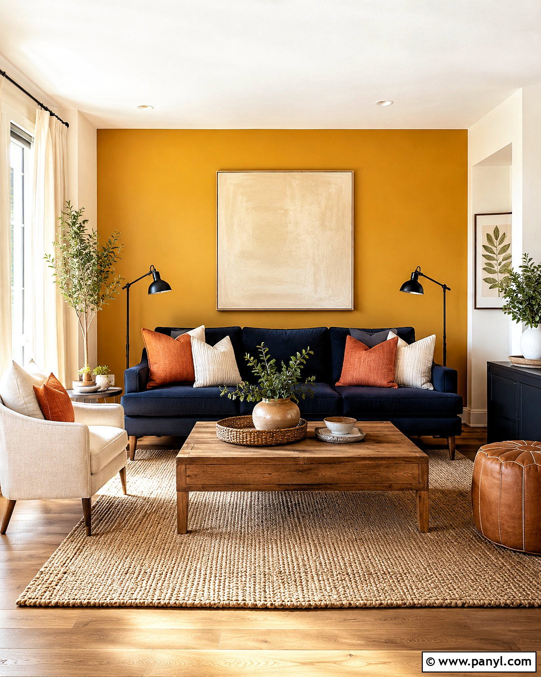 Ochre Yellow Accent Wall - 20 living room accent wall paint colors