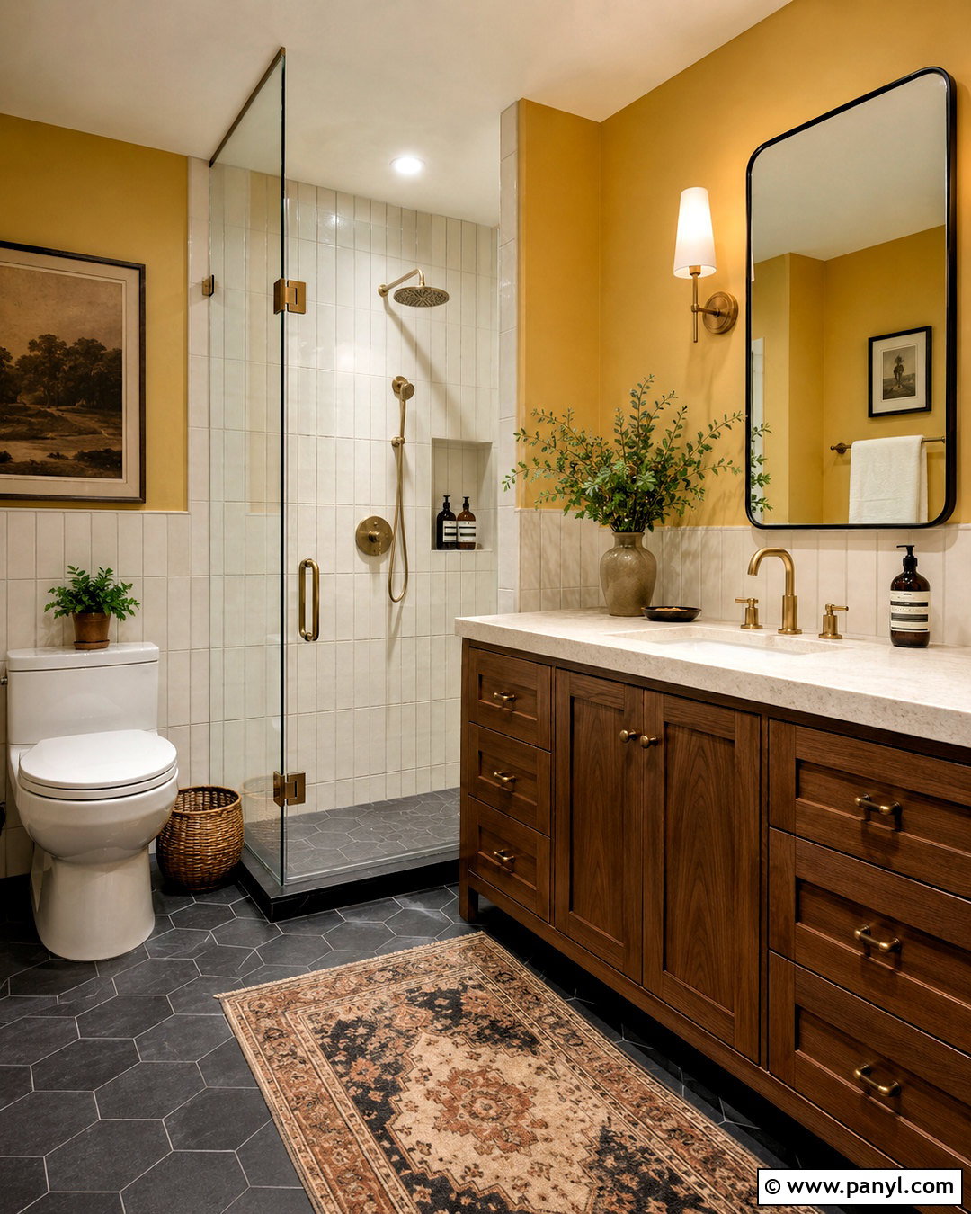 Ochre Yellow Bathroom Walls - 35 yellow painted walls