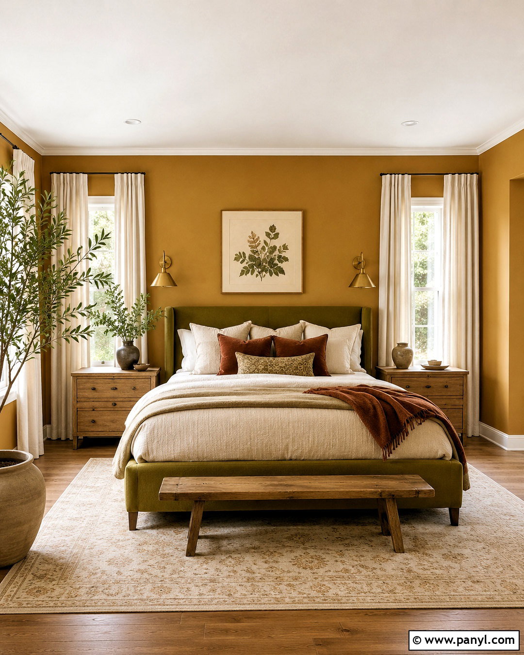 Ochre Yellow Bedroom With Olive Green - 20 ochre yellow ideas