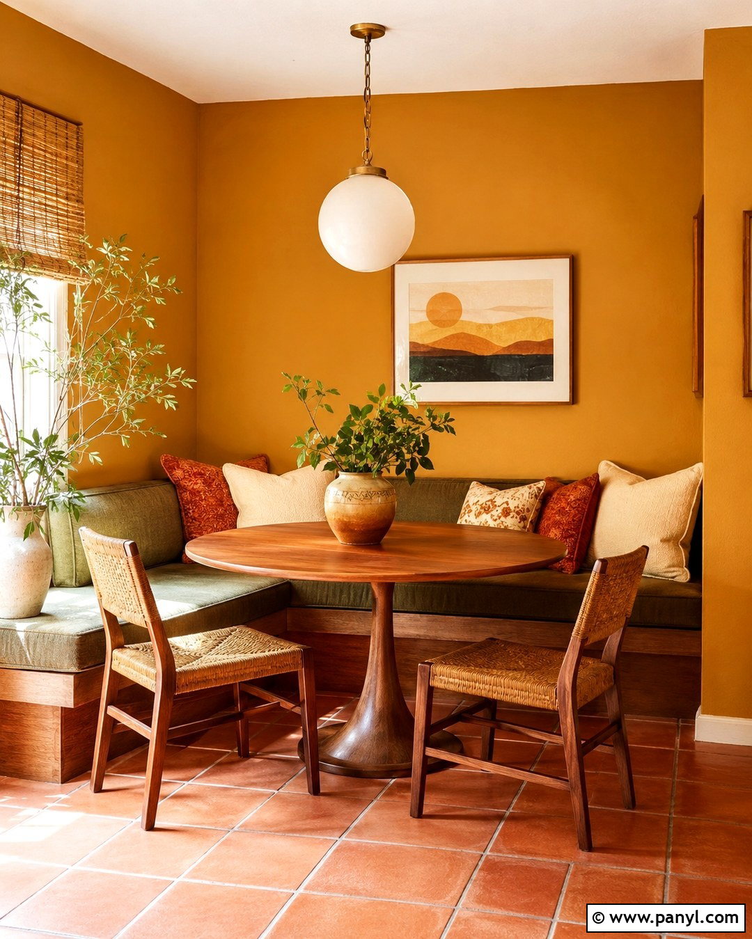 Ochre Yellow Breakfast Nook Walls - 20 70S Wall Paint Colors