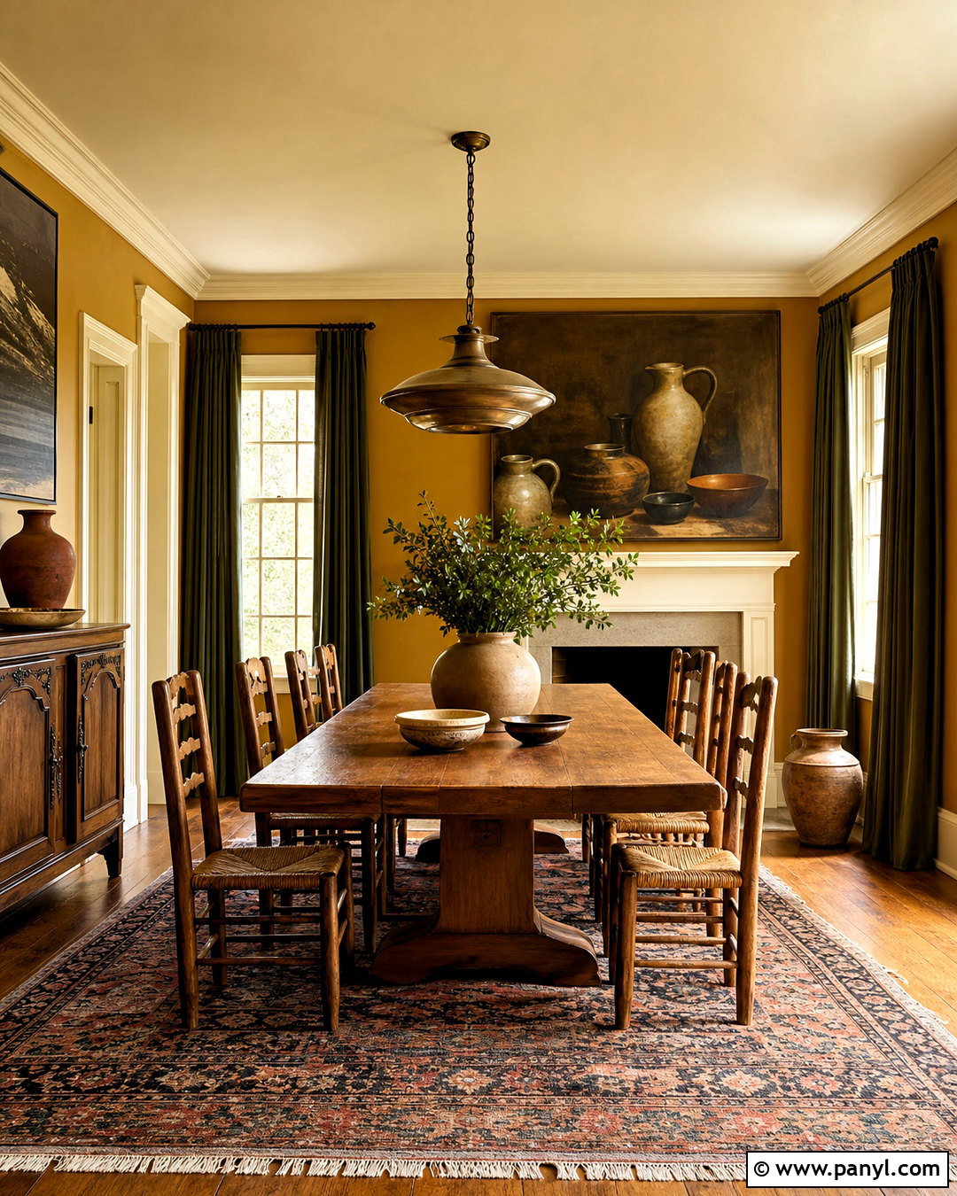Ochre Yellow Dining Room Wall - 20 yellow wall design ideas