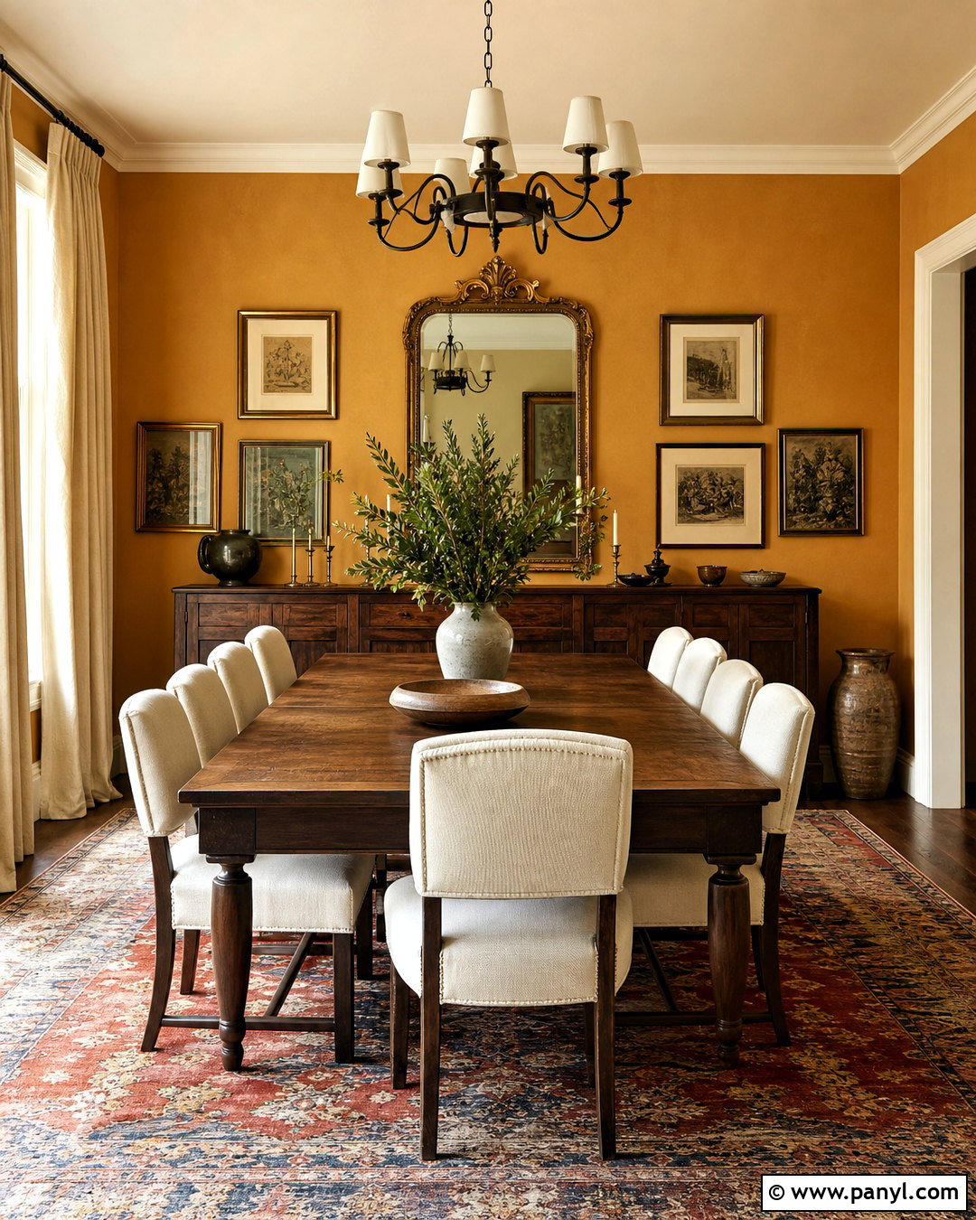 Ochre Yellow Dining Room Wall - 20 yellow wall decor ideas