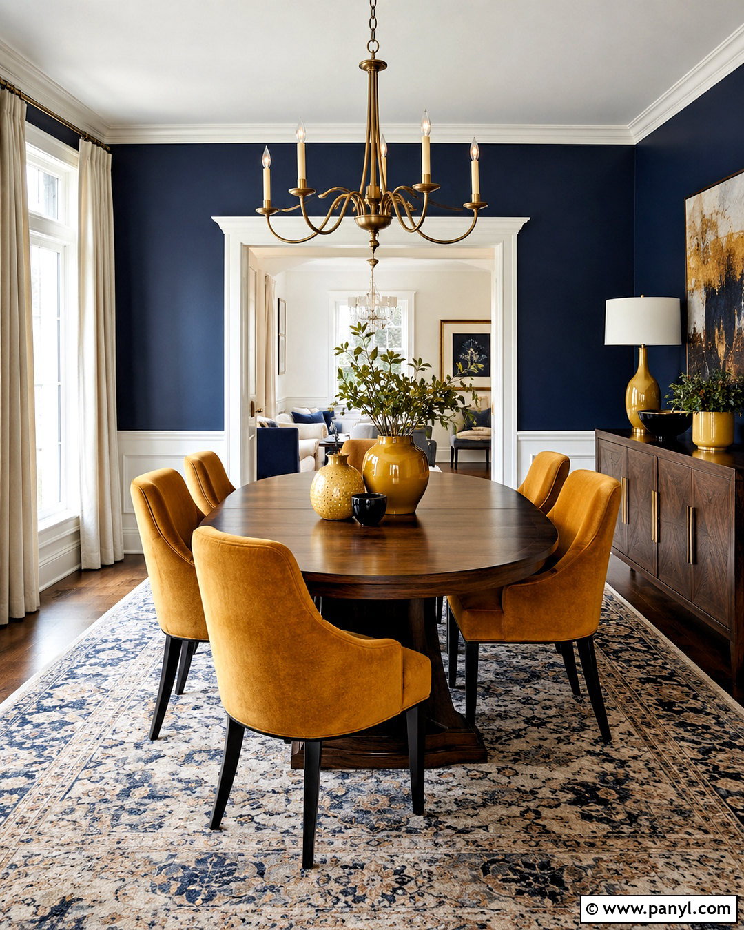 Ochre Yellow Dining Room With Navy Blue - 20 ochre yellow ideas