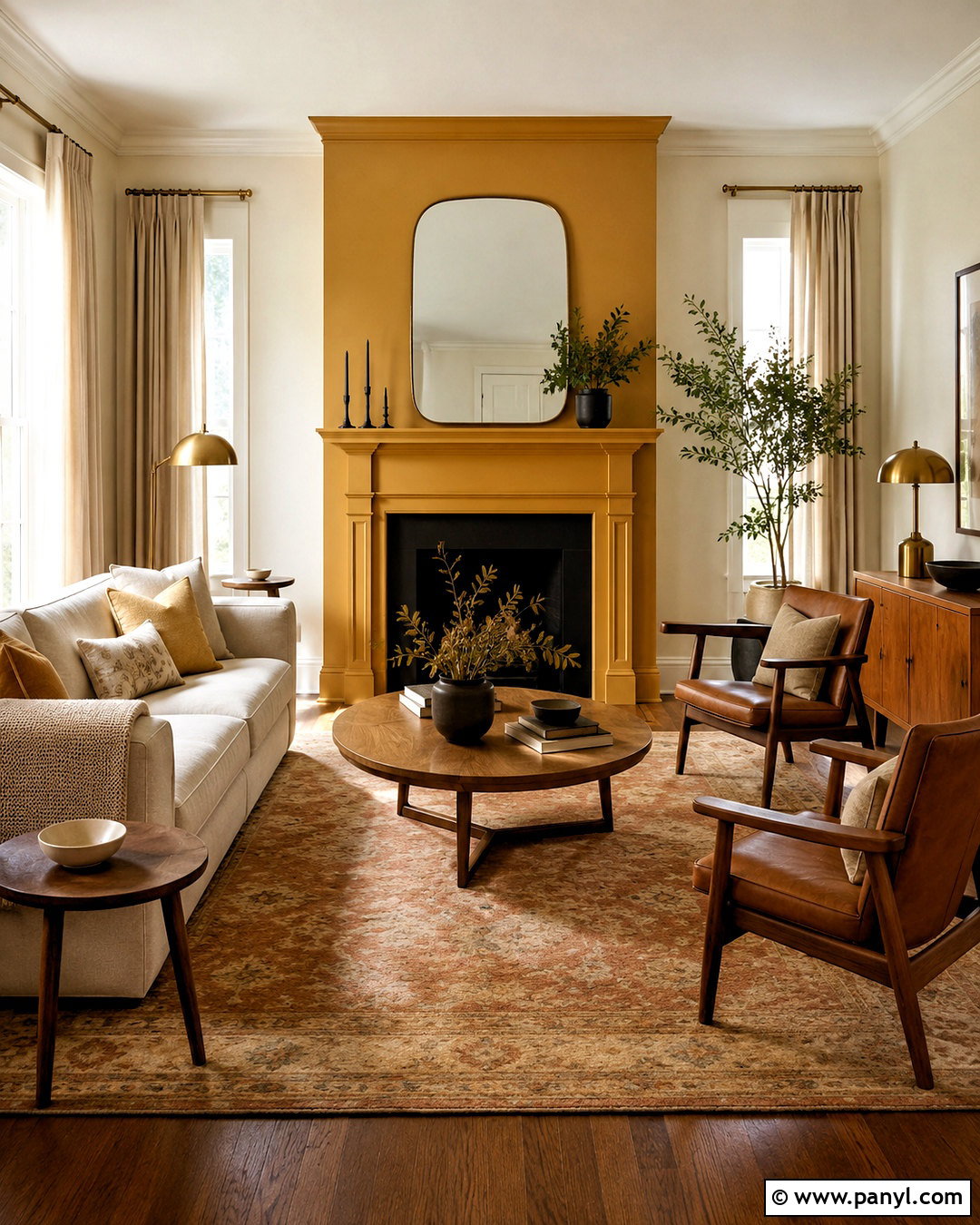Ochre Yellow Fireplace With Cream Walls - 20 ochre yellow ideas