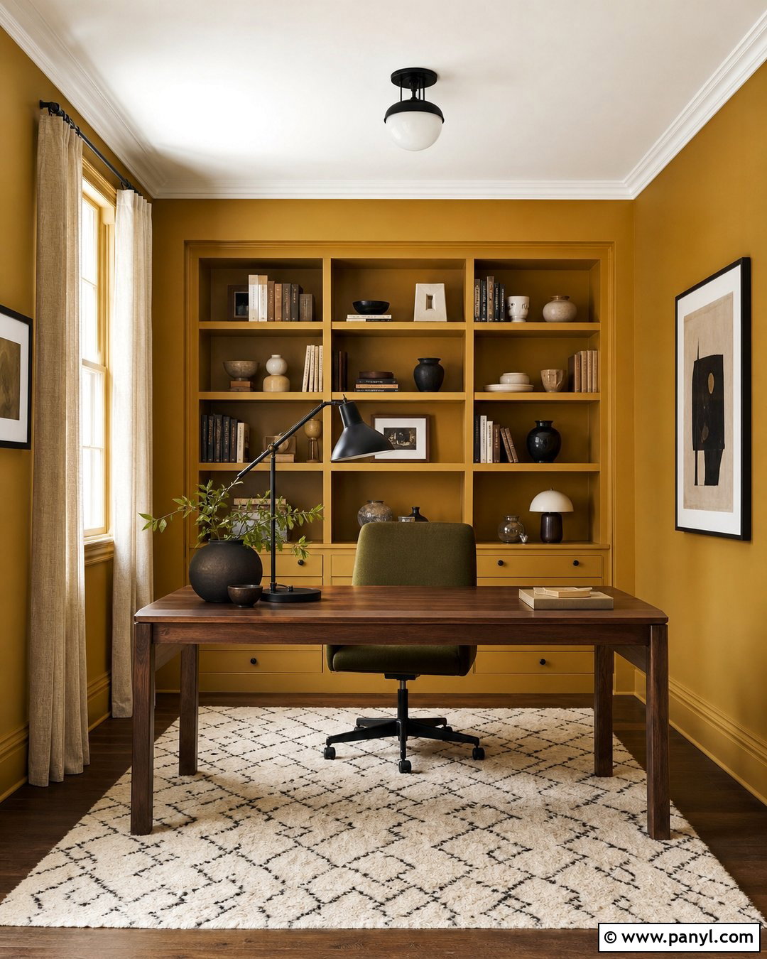 Ochre Yellow Home Office - 20 Best Yellow Wall Color Ideas