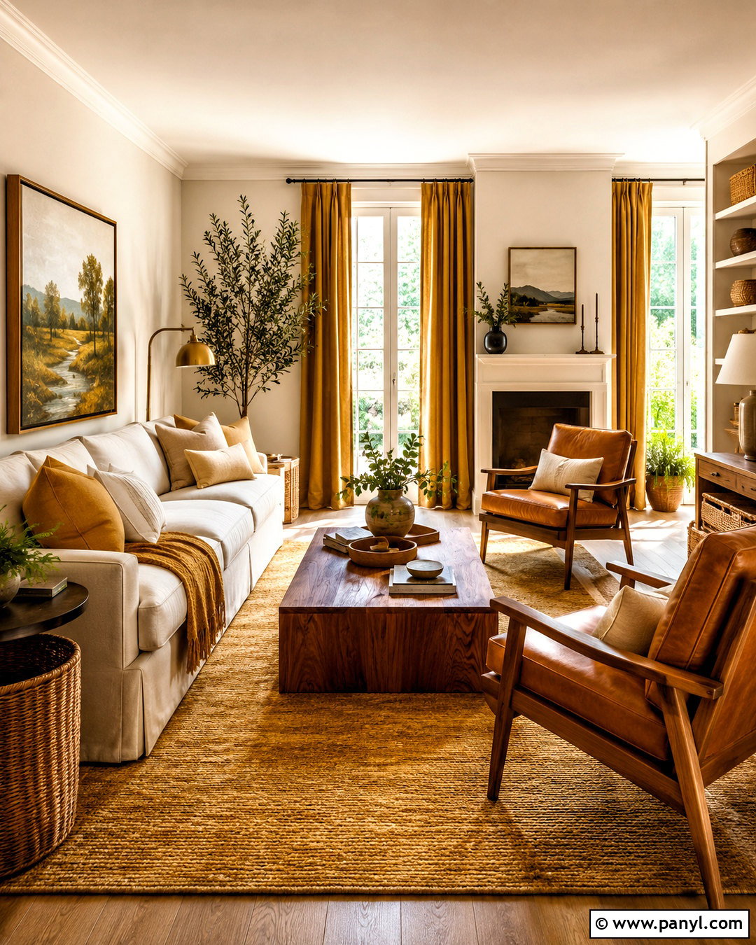 Ochre Yellow Living Room With Cream Sofa - 20 ochre yellow ideas