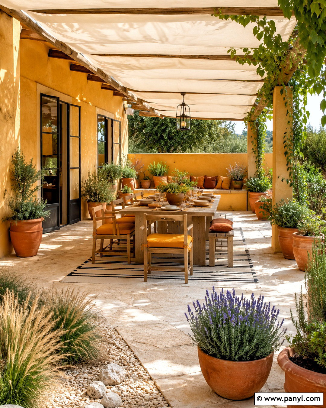 Ochre Yellow Patio With Terracotta Pots - 20 ochre yellow ideas