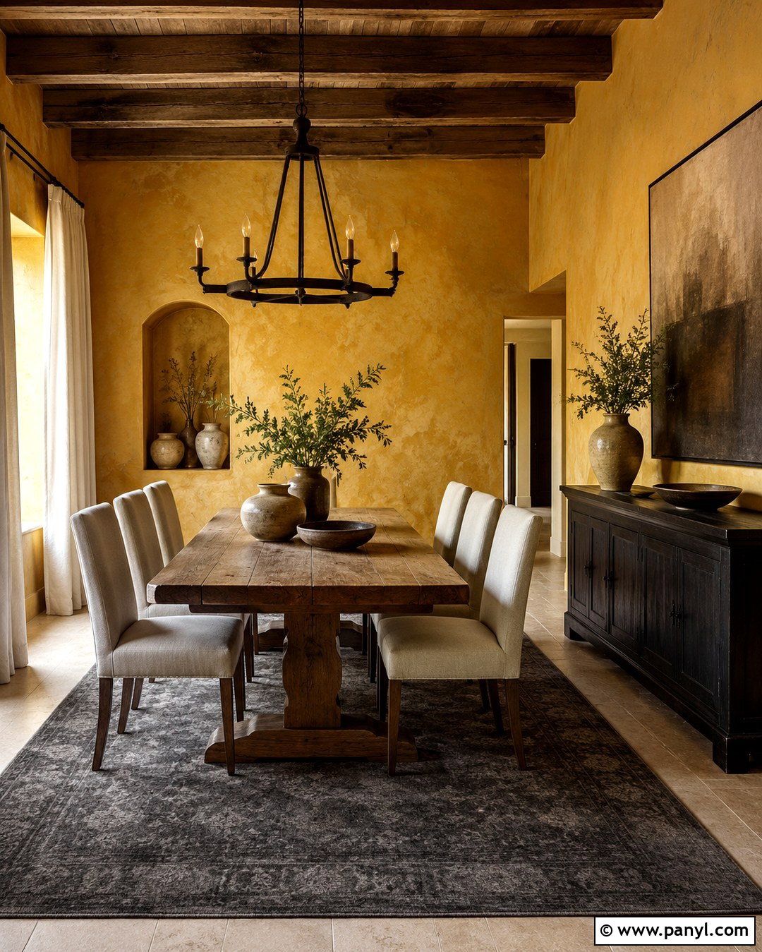 Ochre Yellow Plaster Dining Room - 20 Yellow Plaster Walls