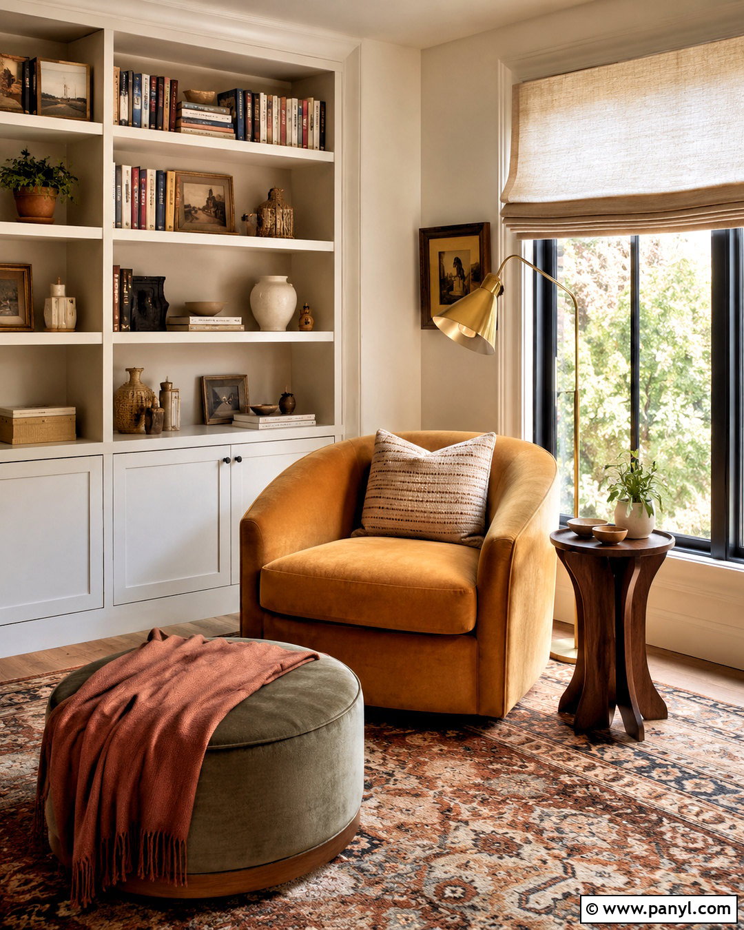 Ochre Yellow Reading Nook With Bookshelves - 20 ochre yellow ideas
