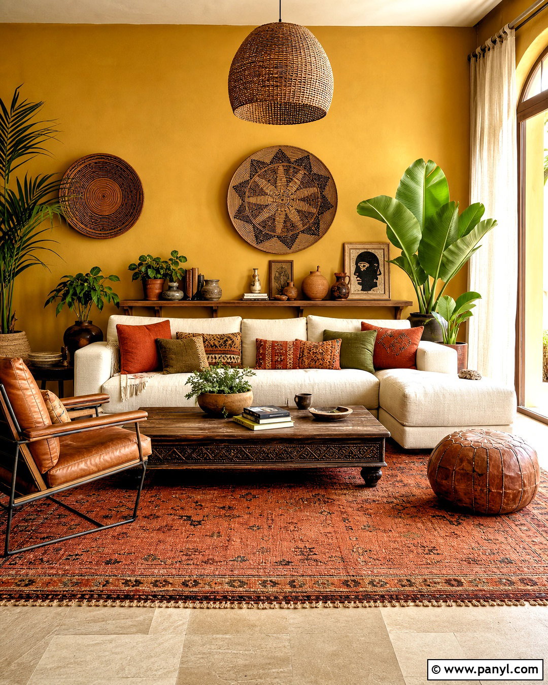 Ochre Yellow Walls With Boho Decor - 20 home decor inspiration yellow walls
