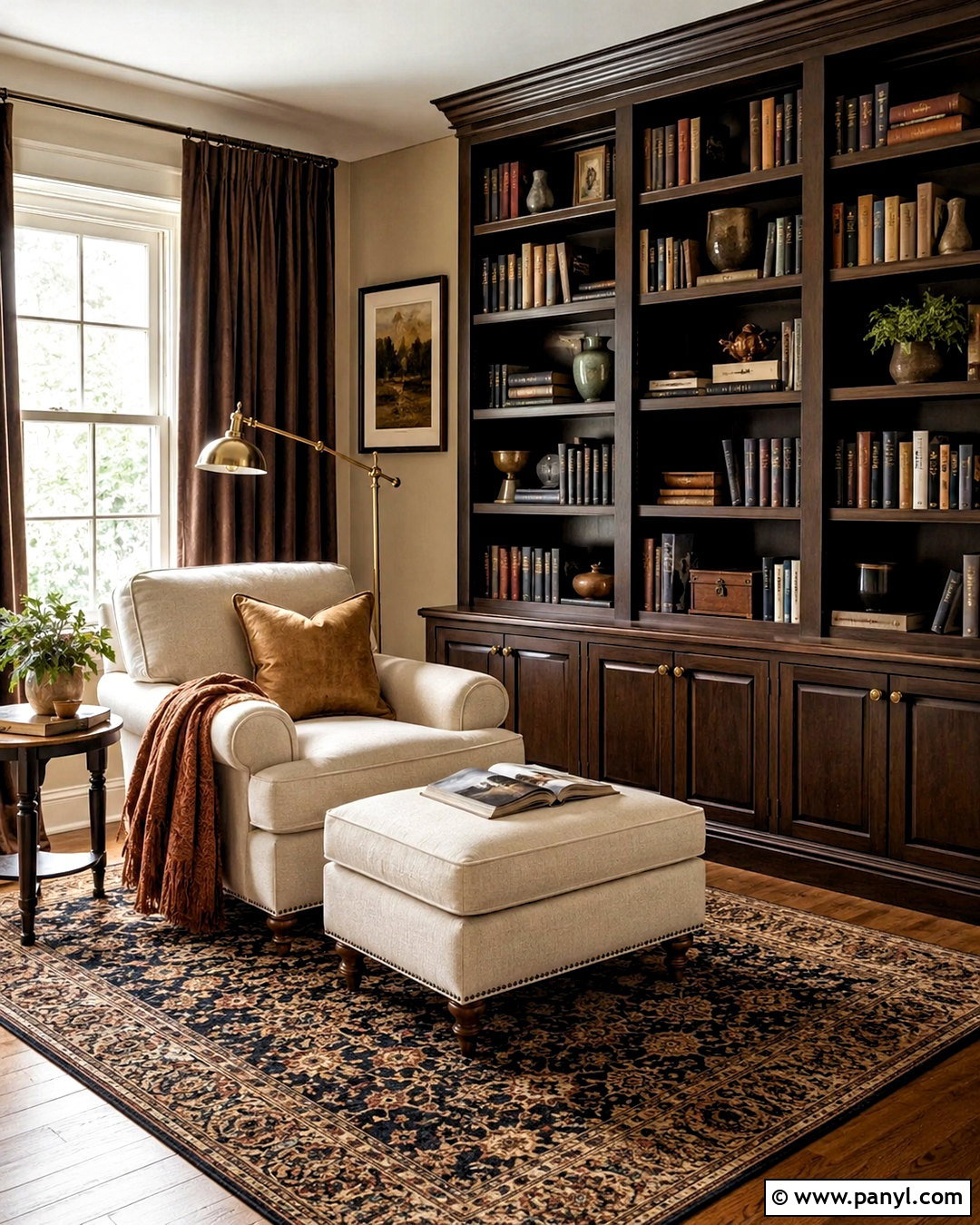 Off-White And Chocolate Brown Reading Room - 20 off white colour ideas