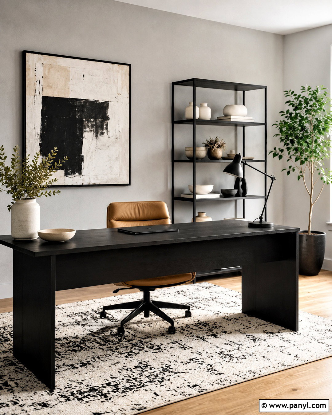 Off-White And Matte Black Home Office - 20 off white colour ideas