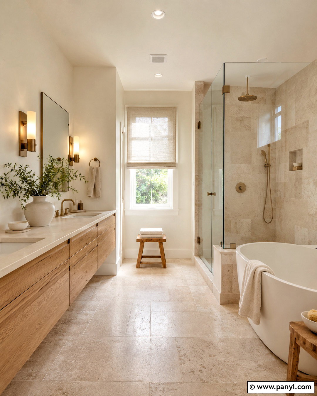 Off-White And Natural Stone Bathroom - 20 off white colour ideas