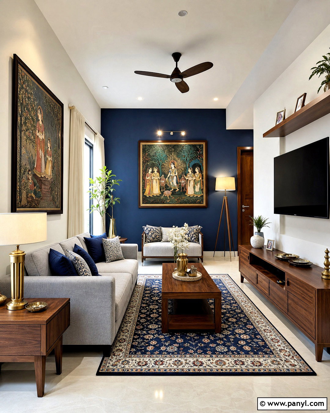 Off-White And Navy Blue Hall Paint - 20 hall colour paint living rooms indian ideas