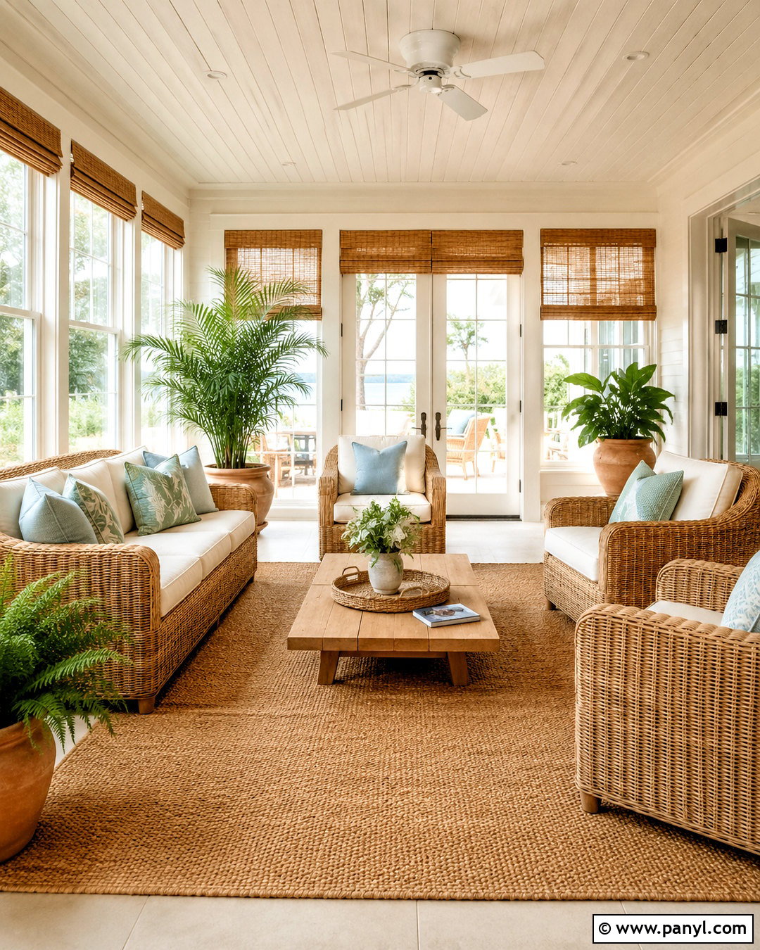 Off-White And Rattan Sunroom - 20 off white colour ideas