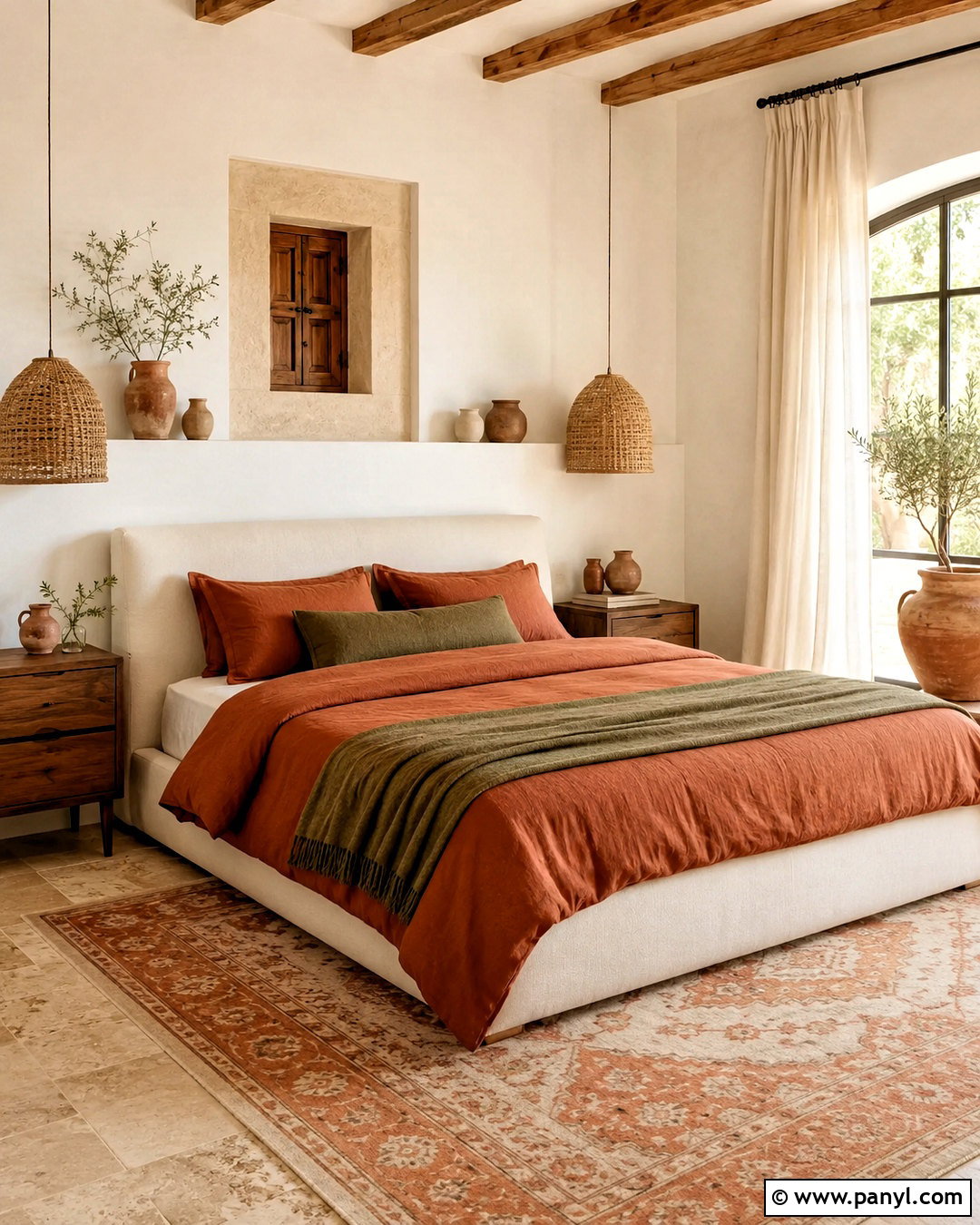 Off-White And Terracotta Bedroom - 20 off white colour ideas
