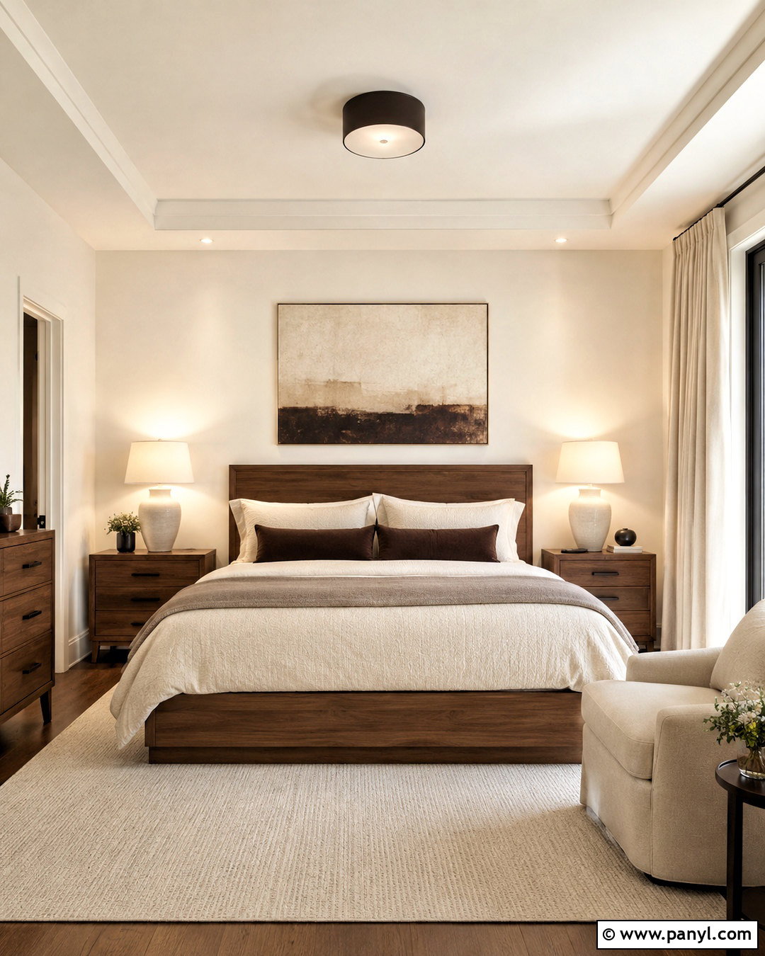 Off-White And Walnut Primary Bedroom - 20 off white colour ideas
