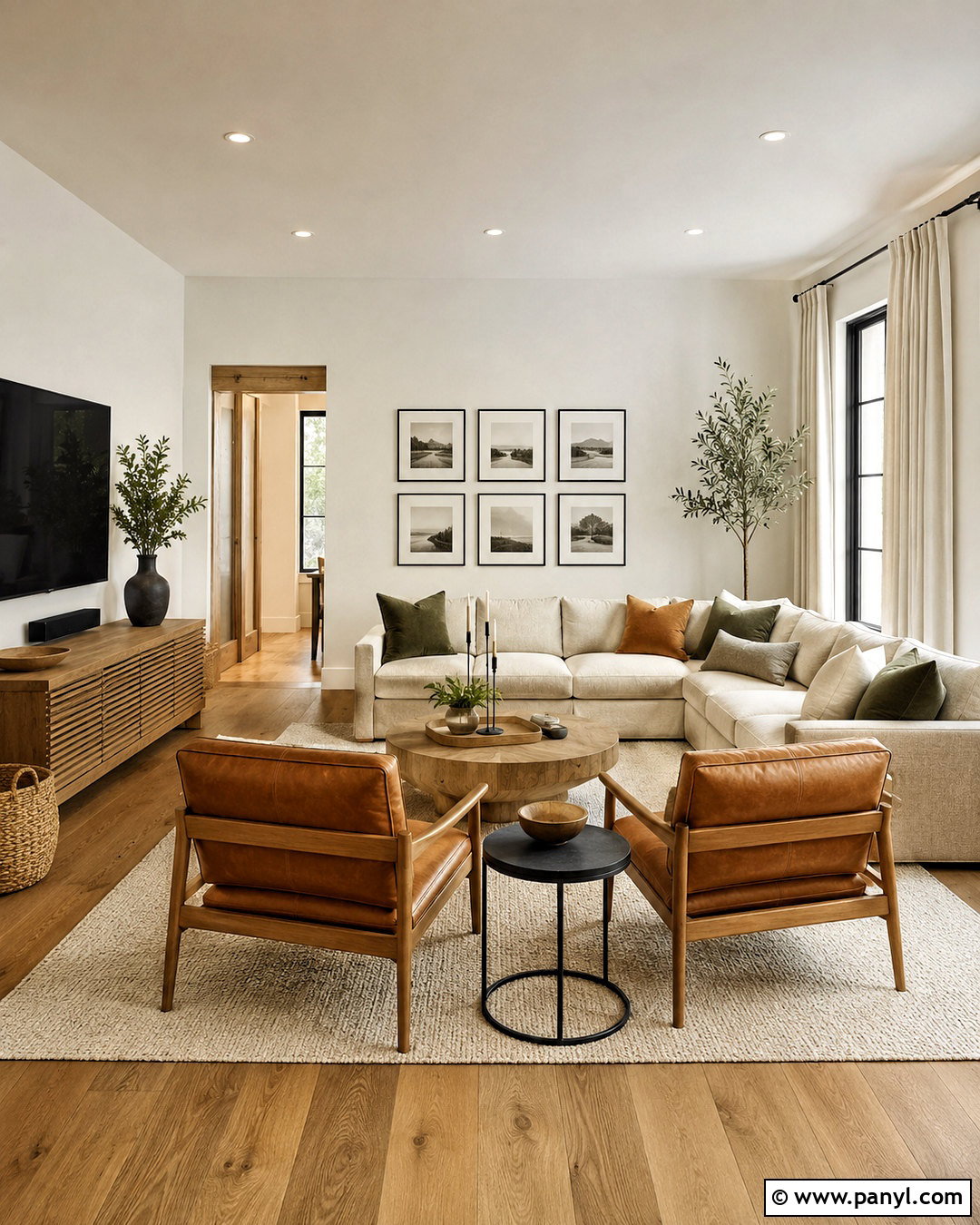 Off-White And Warm Oak Living Room - 20 off white colour ideas