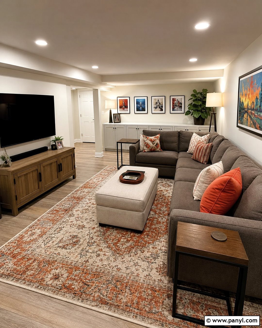 Off White Basement Family Room - 45 off white walls