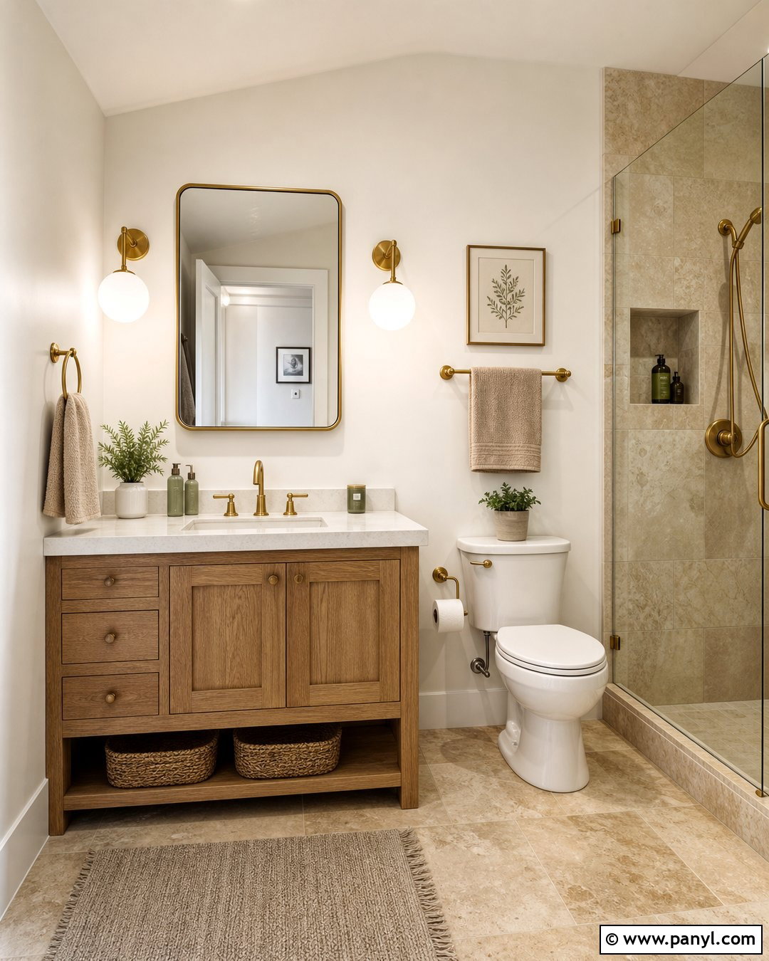 Off White Bathroom With Warm Stone - 35 off white wall color ideas
