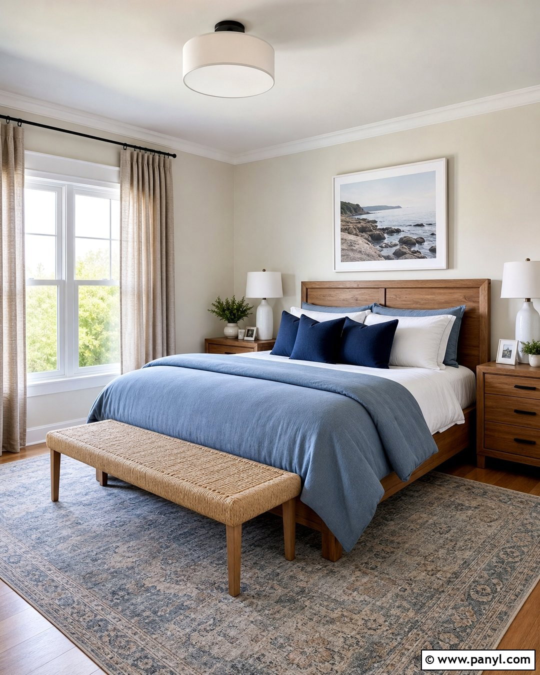 Off White Bedroom With Blue Bedding - 30 off white walls with white trim ideas