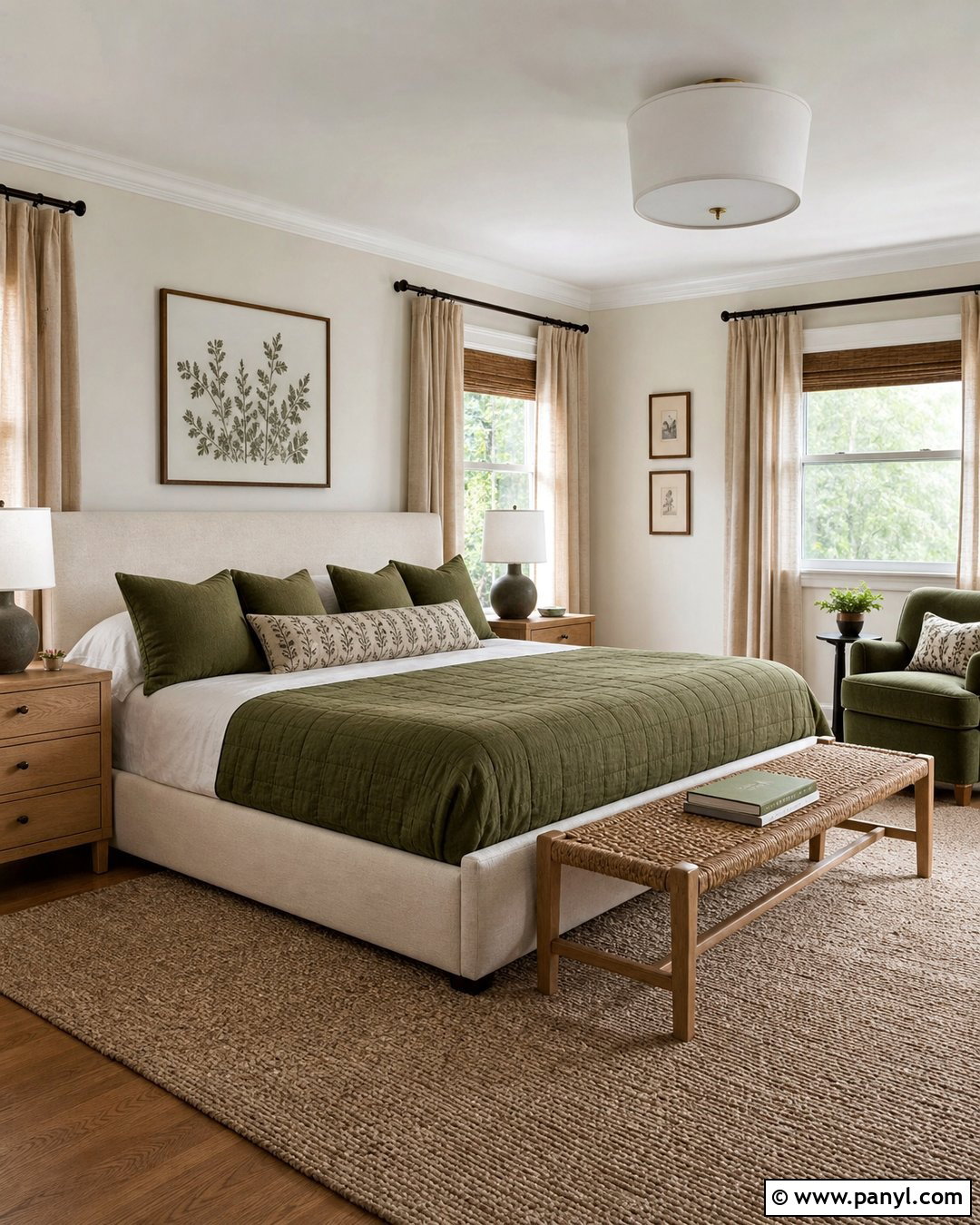 Off White Bedroom With Olive Green Accents - 30 off white walls with white trim ideas