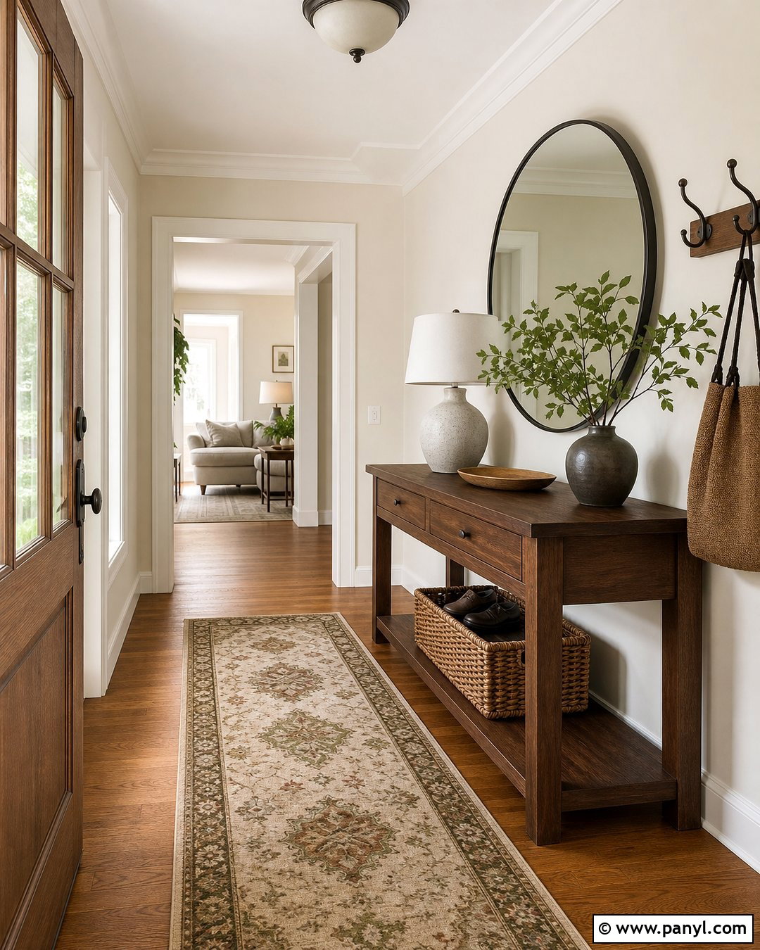 Off White Entryway With Natural Wood - 35 off white wall color ideas