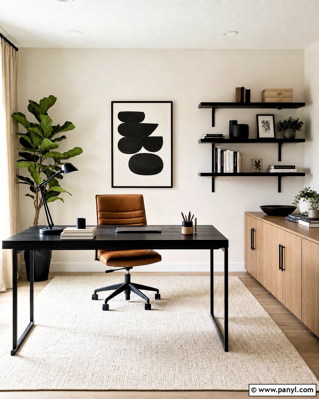 Off White Home Office With Black Accents - 20 off white wall paint ideas