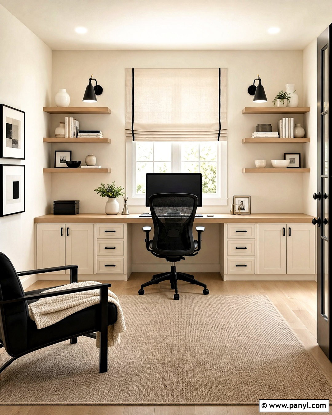 Off White Home Office With Black Accents - 20 off white interior paint ideas
