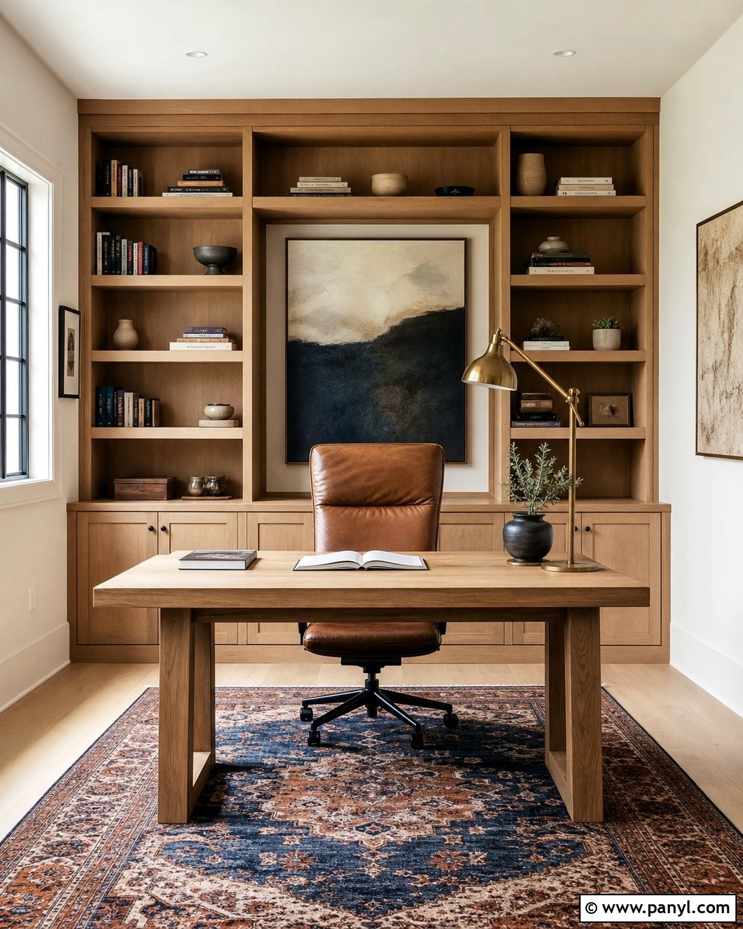 Off White Home Office With Built-In Storage - 45 off white walls