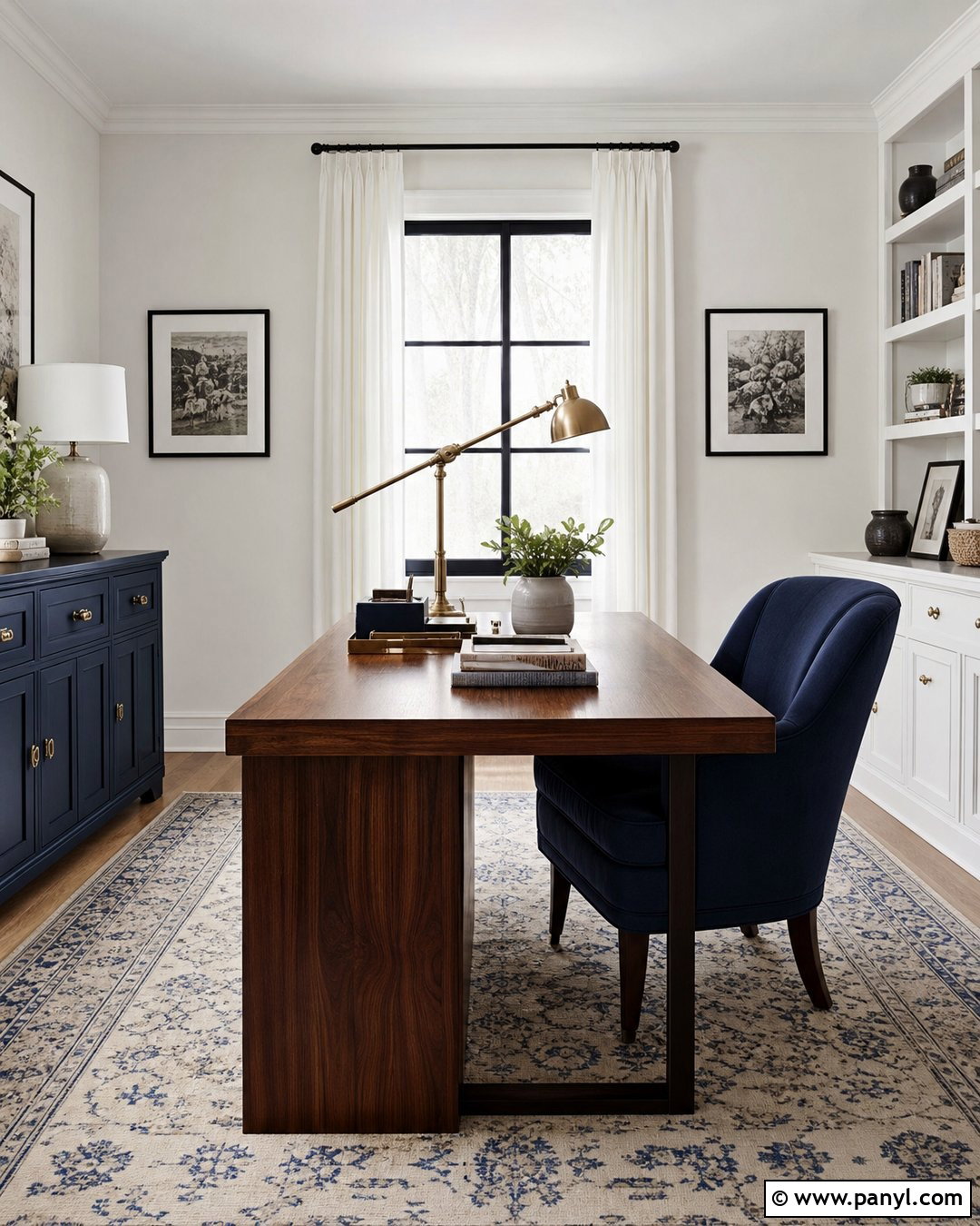 Off White Home Office With Navy Accents - 35 off white wall color ideas