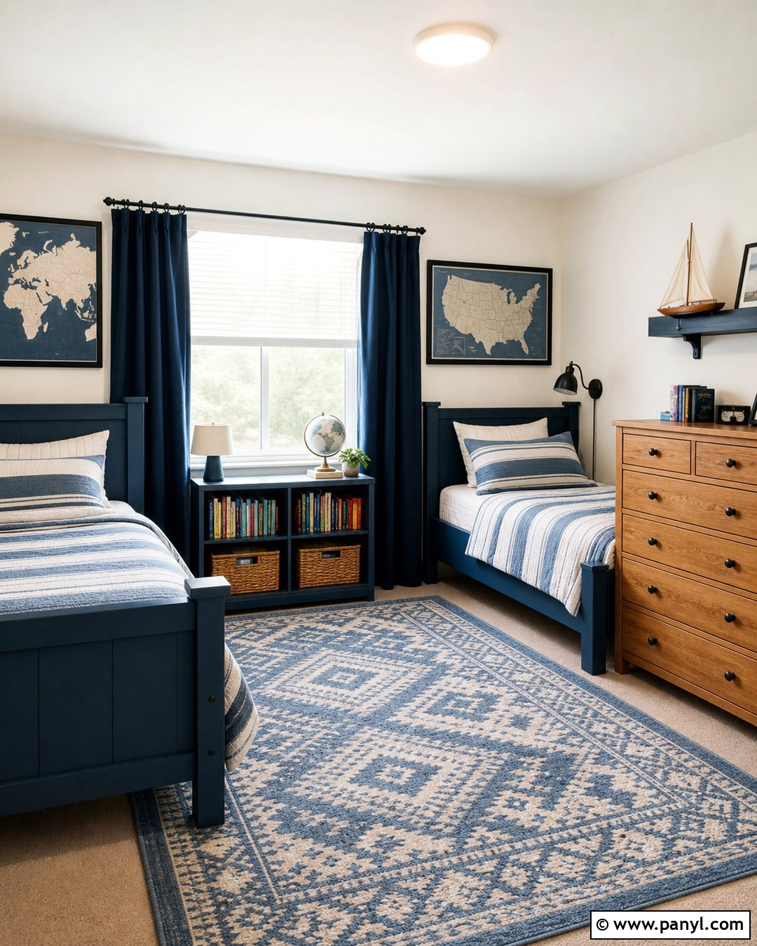 Off White Kids Bedroom With Muted Blue - 45 off white walls