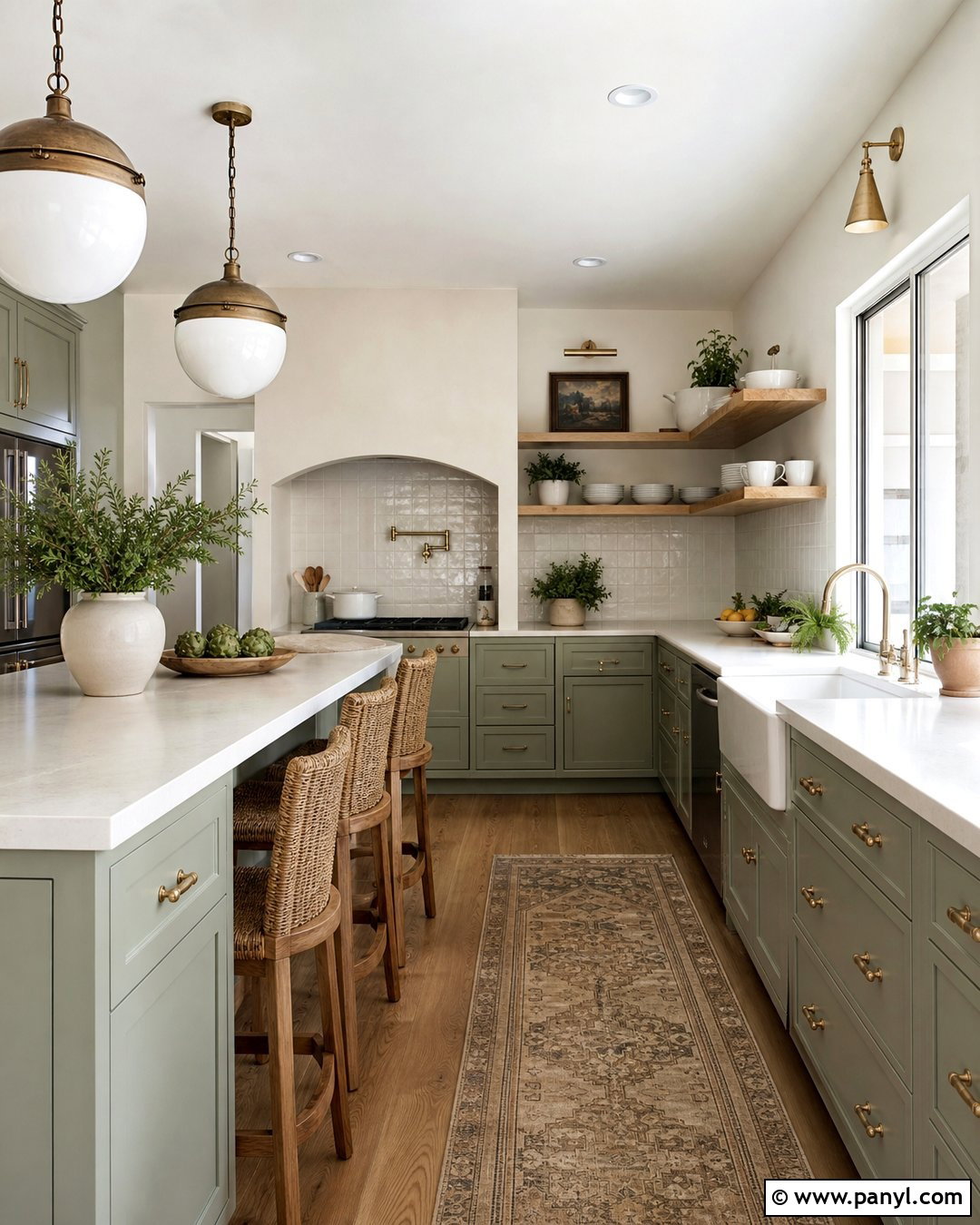Off White Kitchen With Green Cabinets - 45 off white walls
