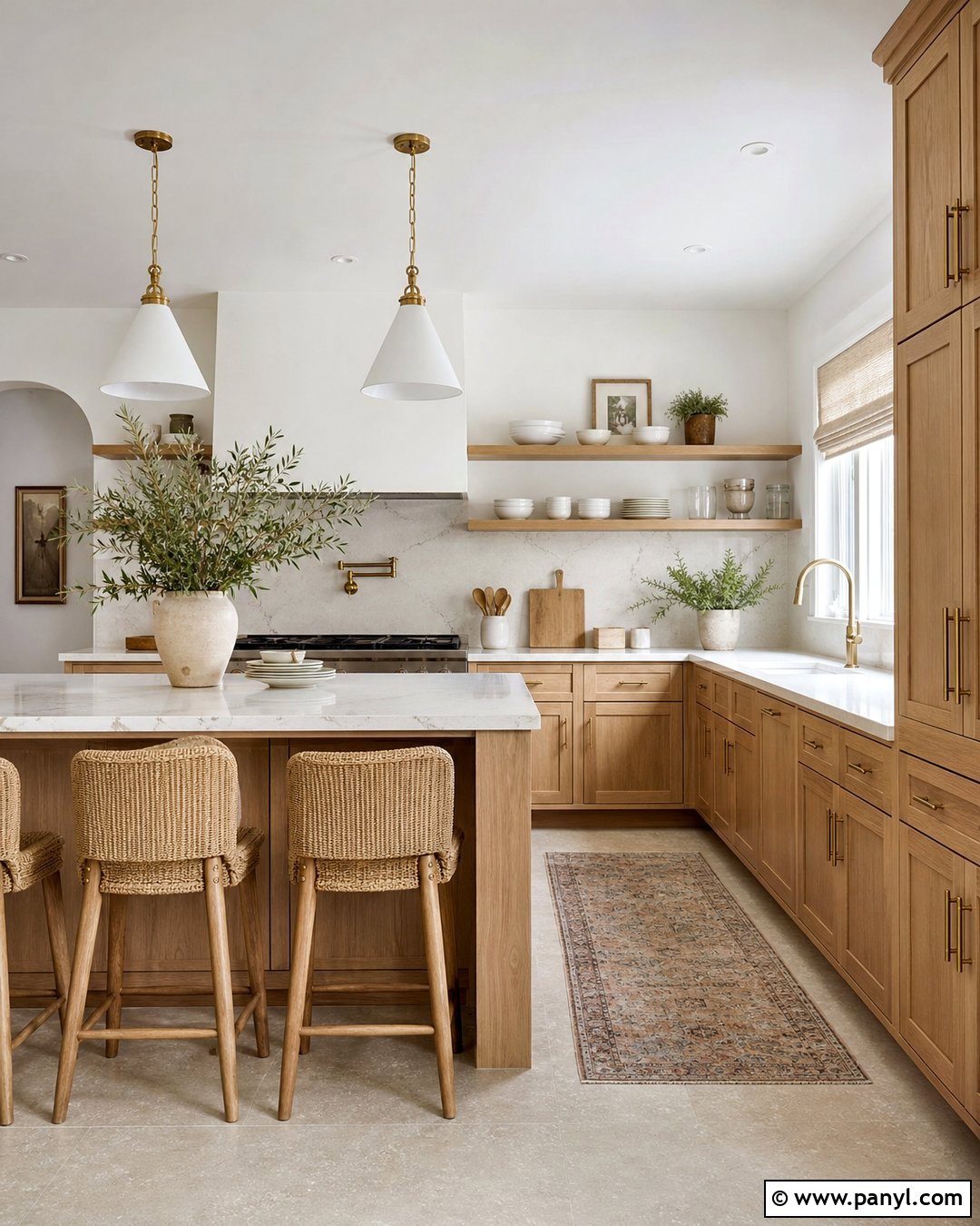 Off White Kitchen With Natural Oak Cabinets - 45 off white walls