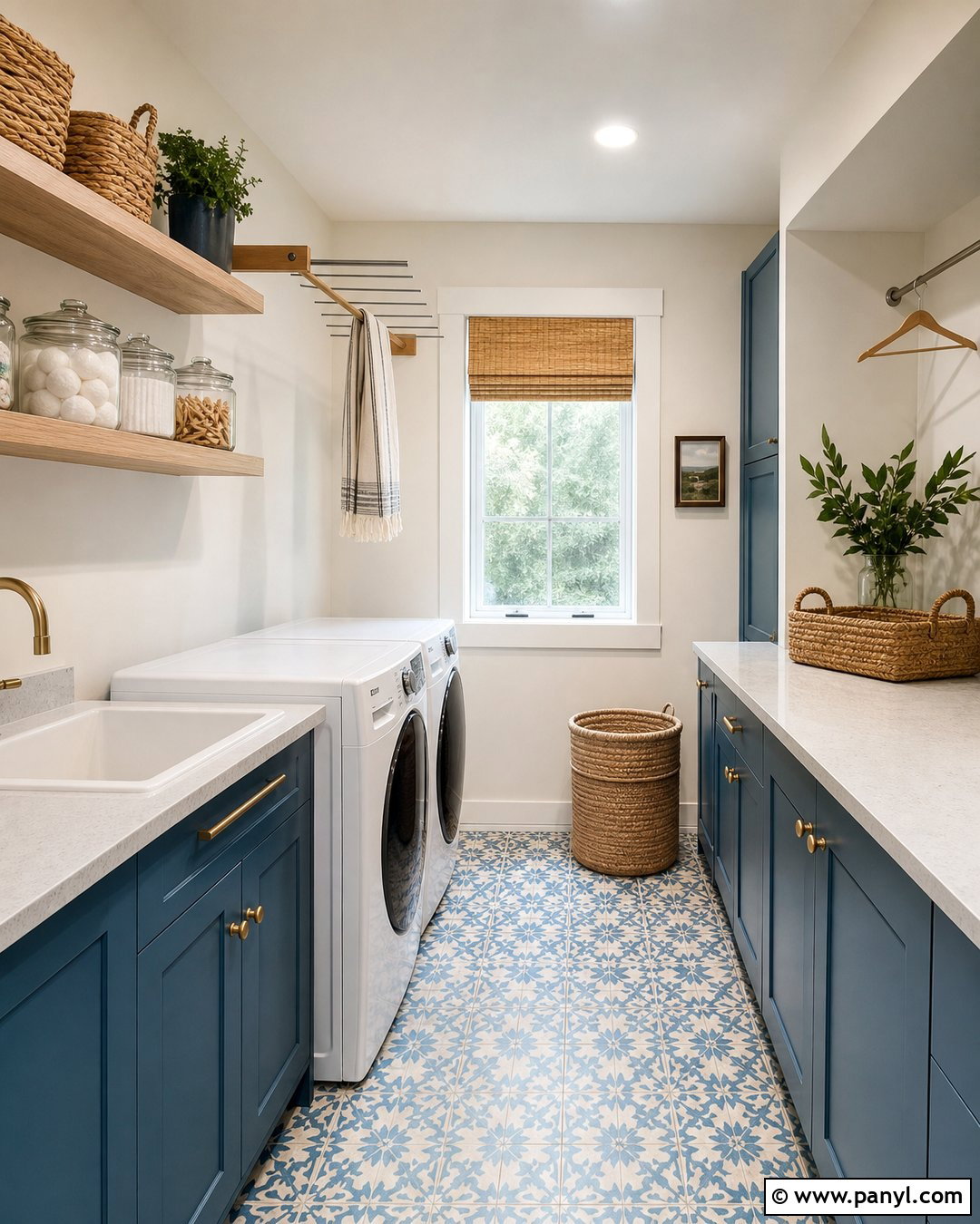 Off White Laundry Room With Blue Cabinets - 45 off white walls