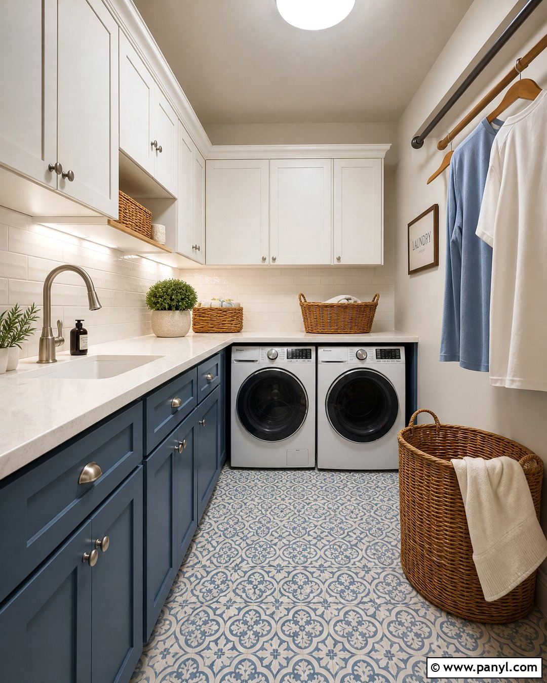 Off White Laundry Room With Blue Cabinets - 35 off white wall color ideas