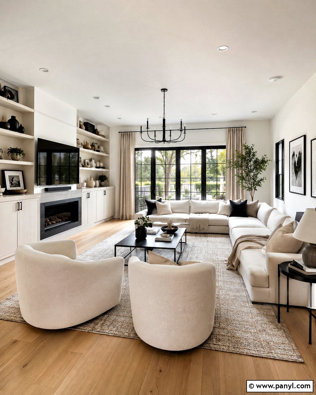 Off White Living Room With Black Accents - 20 off white interior ideas