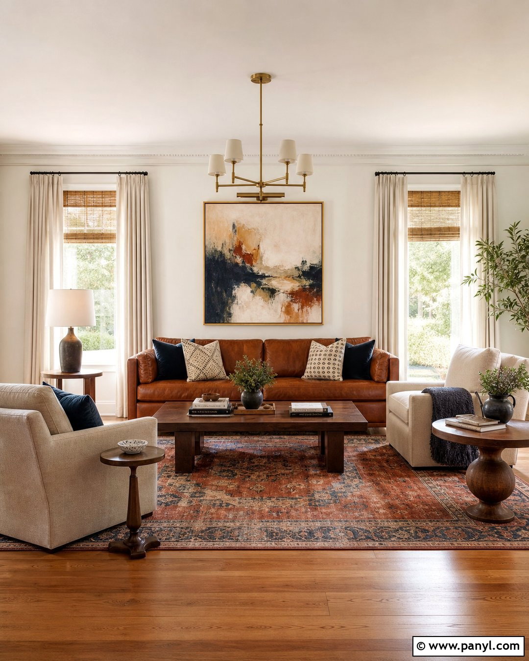 Off White Living Room With Brown Leather Sofa - 30 off white walls with white trim ideas