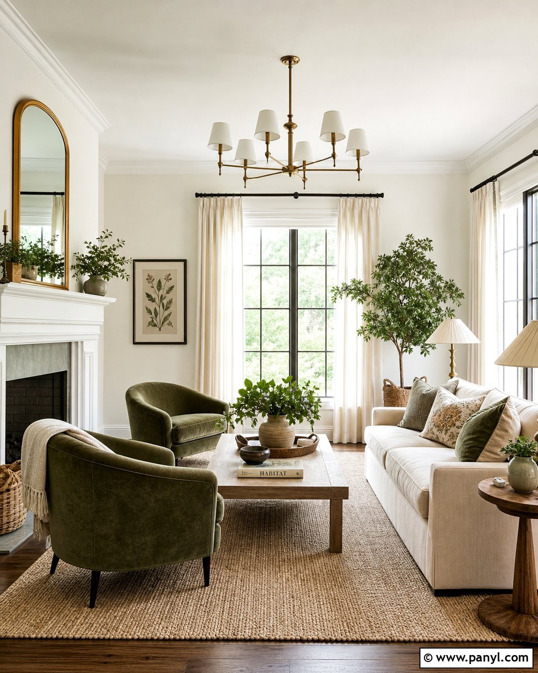 Off White Living Room With Sage Green Decor - 30 off white walls with white trim ideas