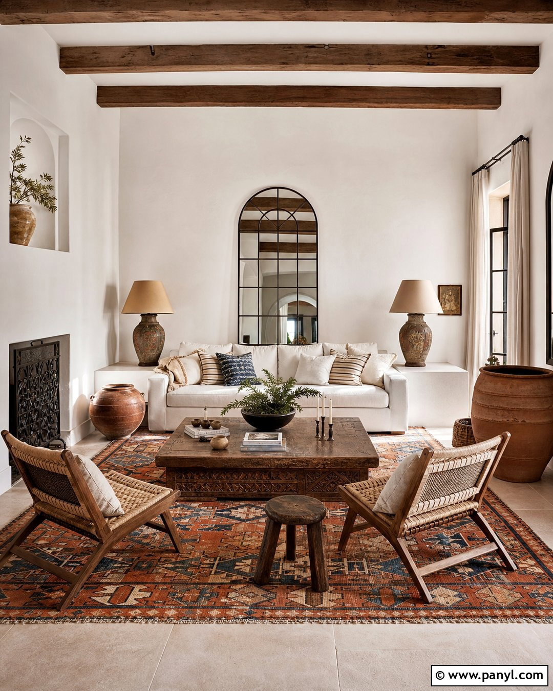 Off White Mediterranean Living Room - 45 off white walls