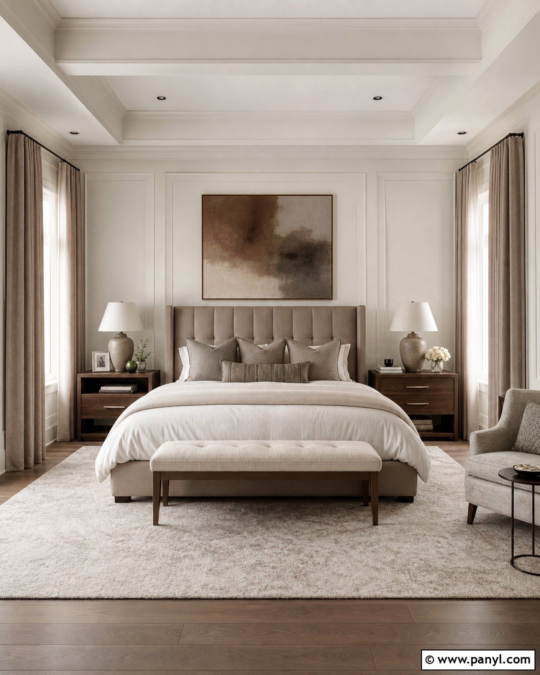 Off White Primary Bedroom With Taupe - 45 off white walls