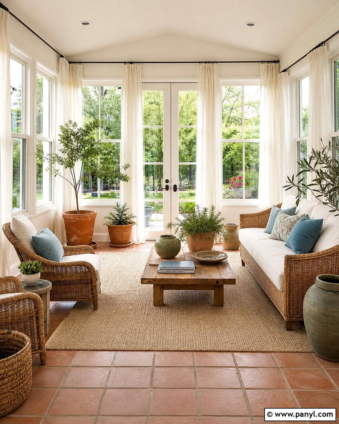 Off White Sunroom With Wicker Furniture - 35 off white wall color ideas